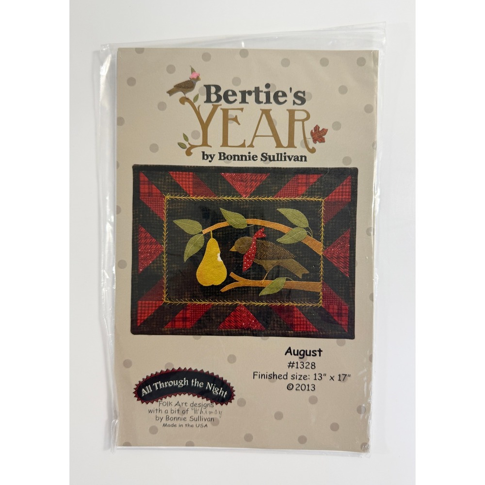 All Through the Night Quilt Pattern August 13x17 Multicolor Bertie's Year #1328